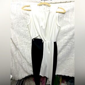 VENUS Black and White Jumpsuit with front cut out